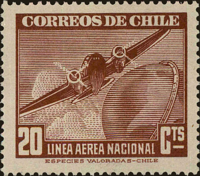 Front view of Chile C72 collectors stamp