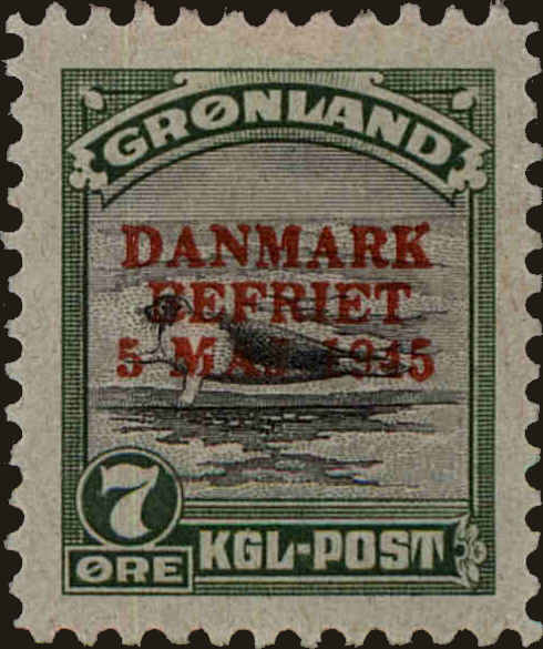 Front view of Greenland 21 collectors stamp