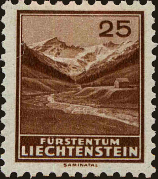 Front view of Liechtenstein 121 collectors stamp