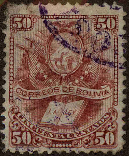 Front view of Bolivia 23 collectors stamp