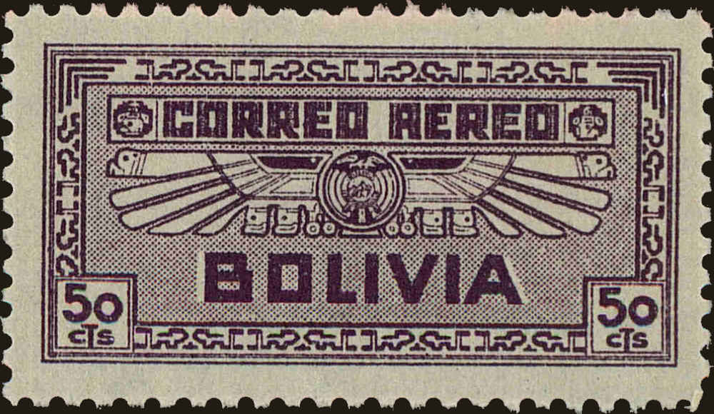 Front view of Bolivia C40 collectors stamp
