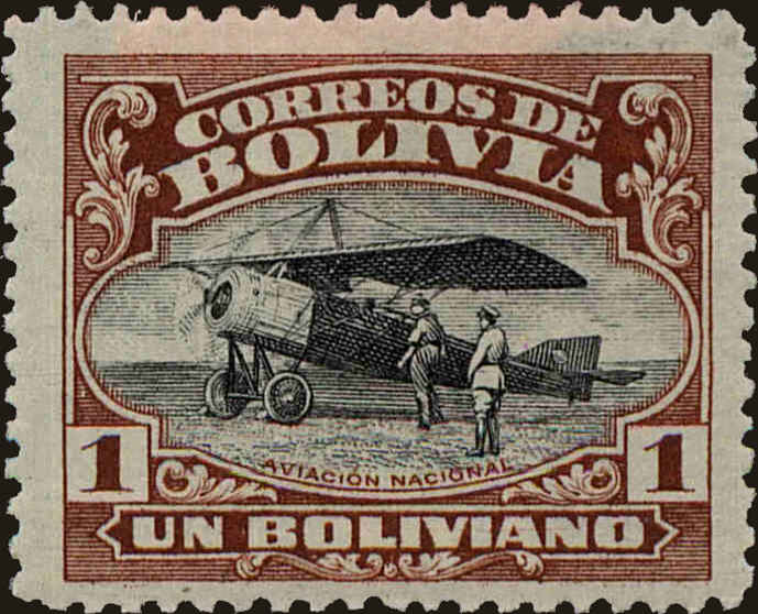 Front view of Bolivia C5 collectors stamp