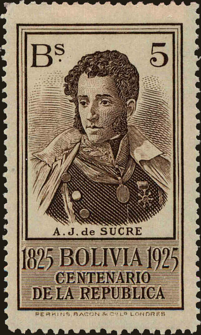Front view of Bolivia 159 collectors stamp