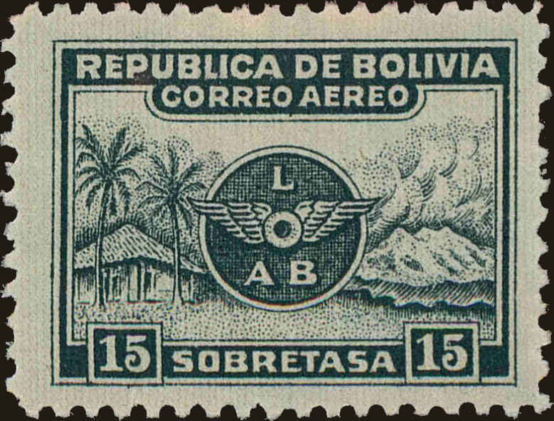 Front view of Bolivia C8 collectors stamp