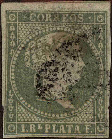 Front view of Cuba (Spanish) 10b collectors stamp