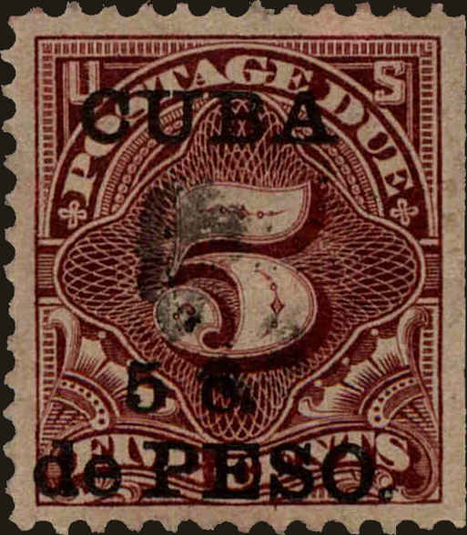 Front view of Cuba (US) J3 collectors stamp