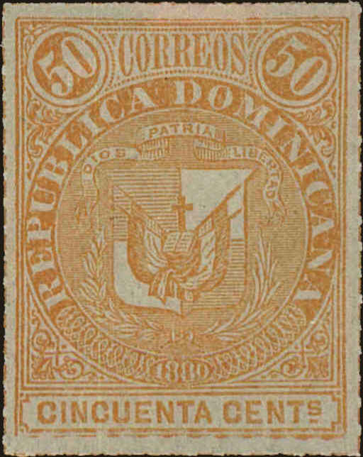 Front view of Dominican Republic 42 collectors stamp