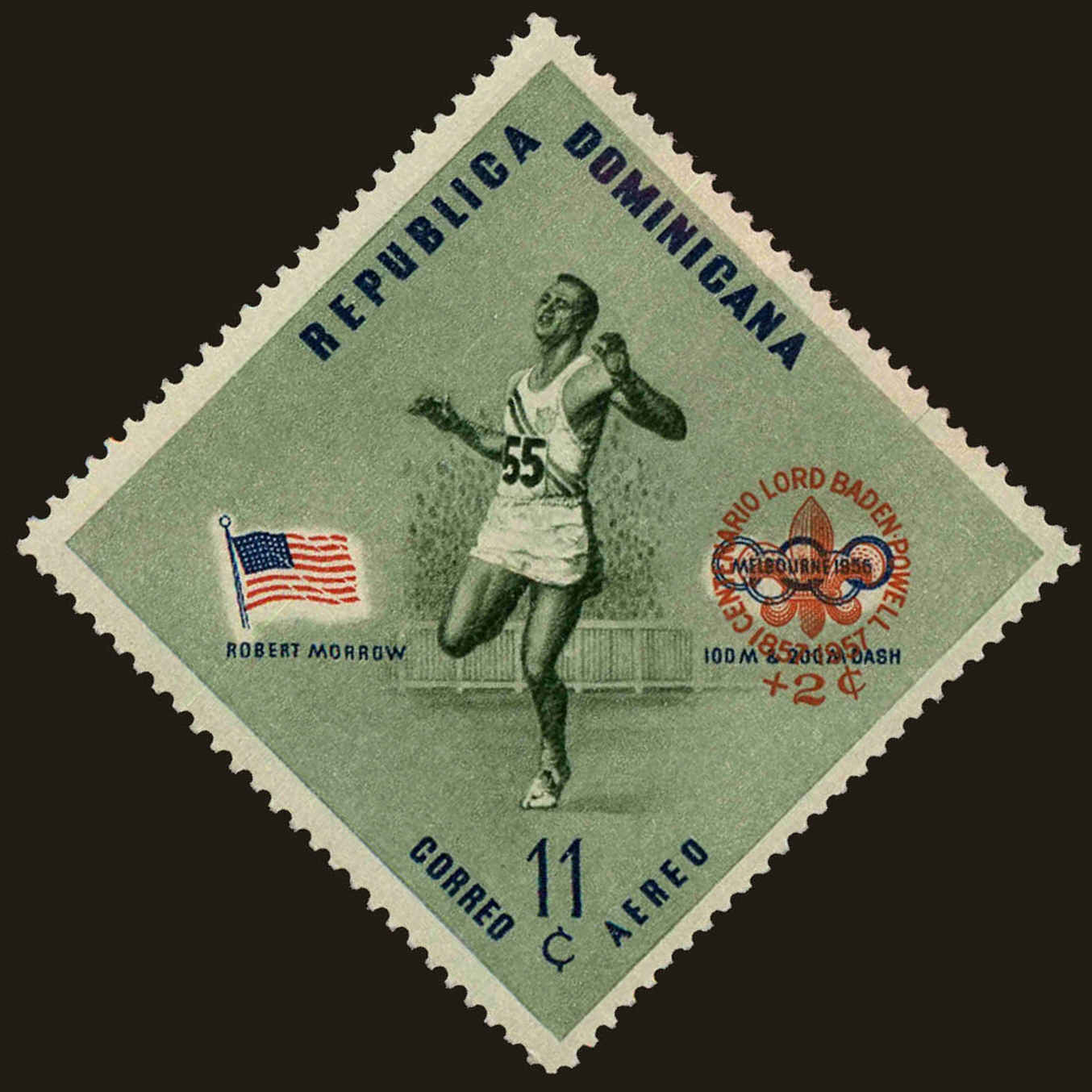 Front view of Dominican Republic CB4 collectors stamp