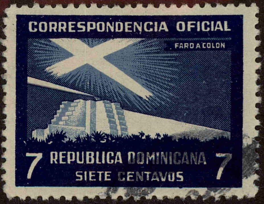 Front view of Dominican Republic O16 collectors stamp