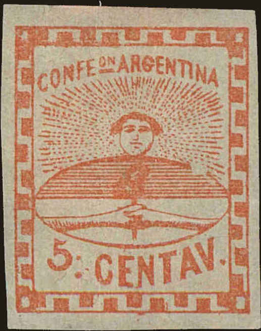 Front view of Argentina 1 collectors stamp