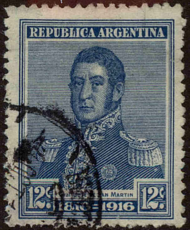 Front view of Argentina 222 collectors stamp