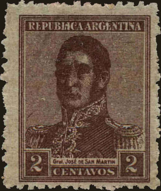 Front view of Argentina 266A collectors stamp