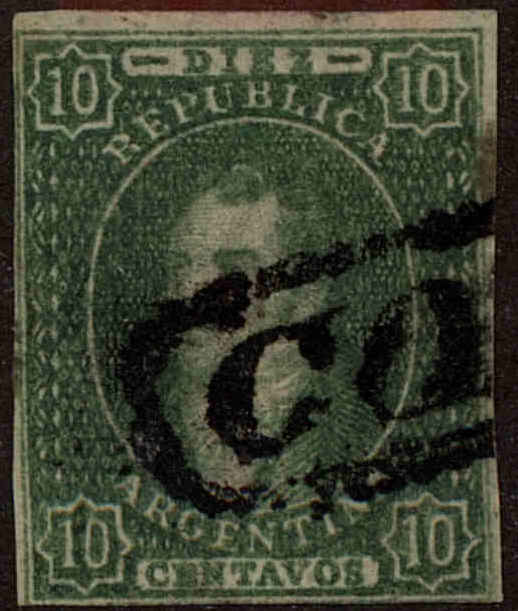 Front view of Argentina 9 collectors stamp