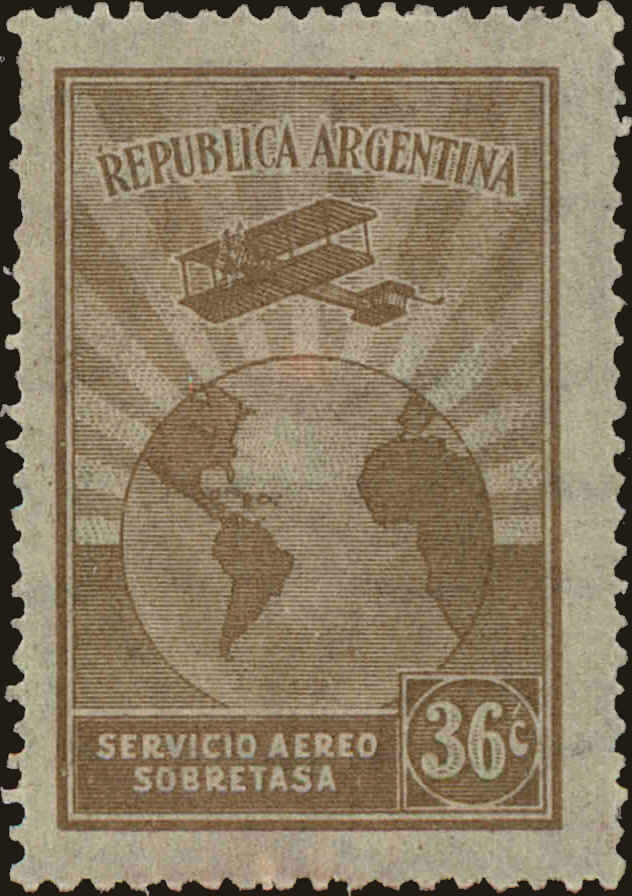 Front view of Argentina C10 collectors stamp
