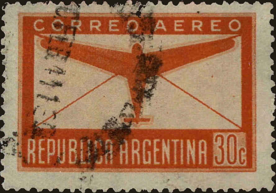 Front view of Argentina C38 collectors stamp