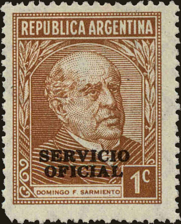 Front view of Argentina O37 collectors stamp
