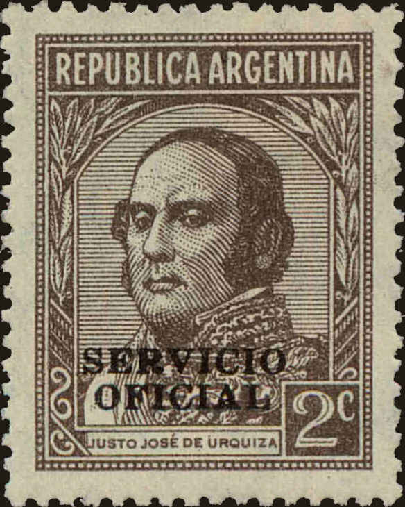 Front view of Argentina O38 collectors stamp