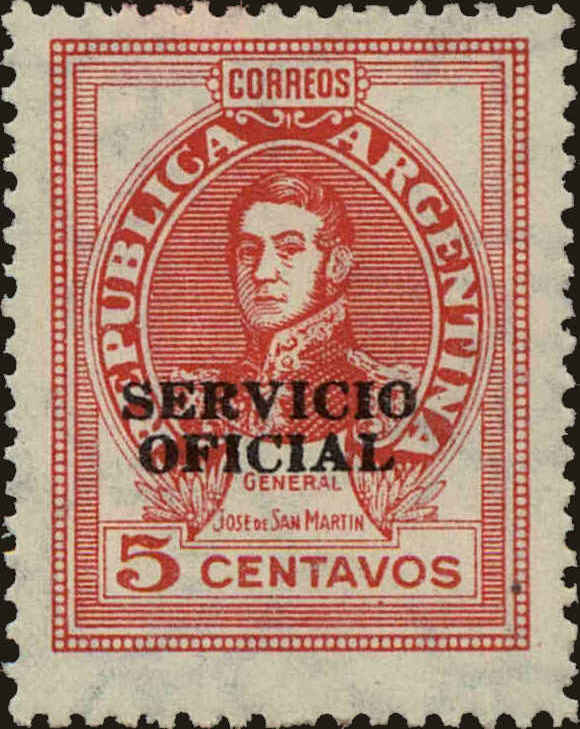 Front view of Argentina O57 collectors stamp