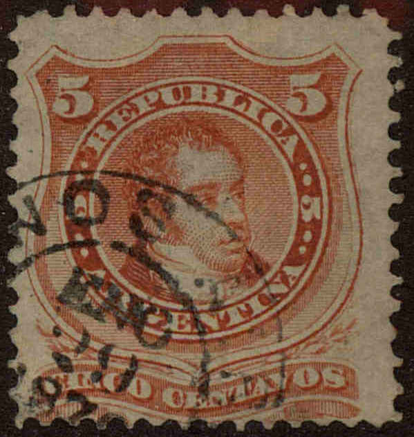 Front view of Argentina 20 collectors stamp