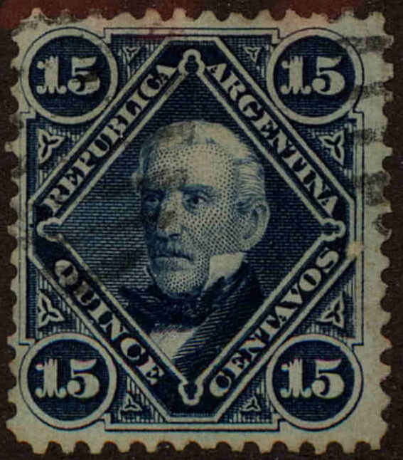 Front view of Argentina 21 collectors stamp