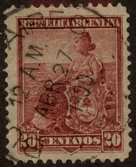 Front view of Argentina 134E collectors stamp