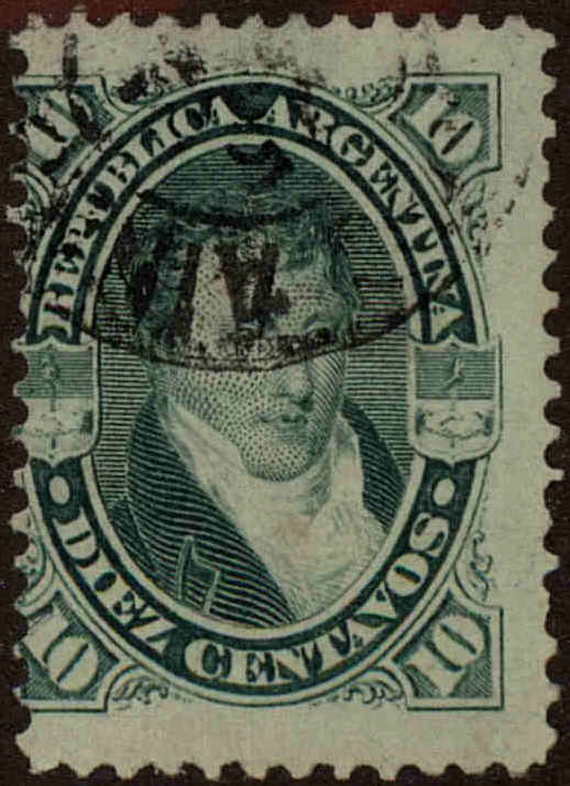 Front view of Argentina 18A collectors stamp