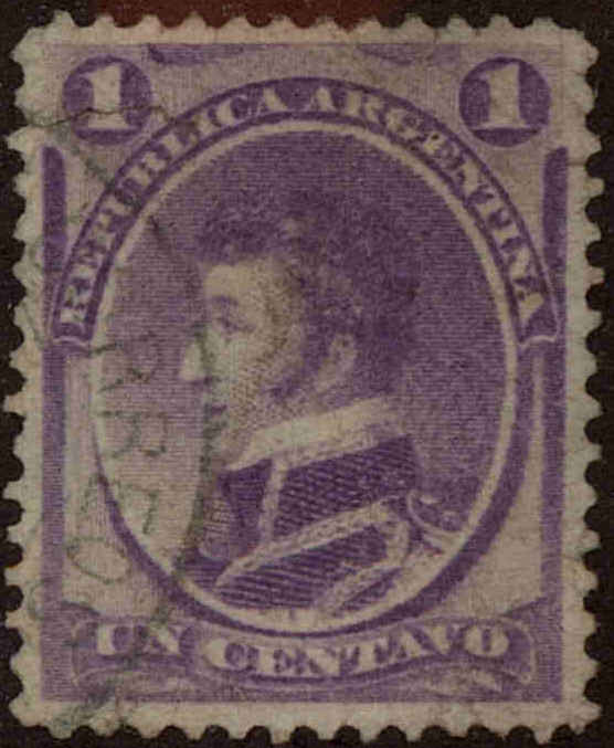Front view of Argentina 22 collectors stamp