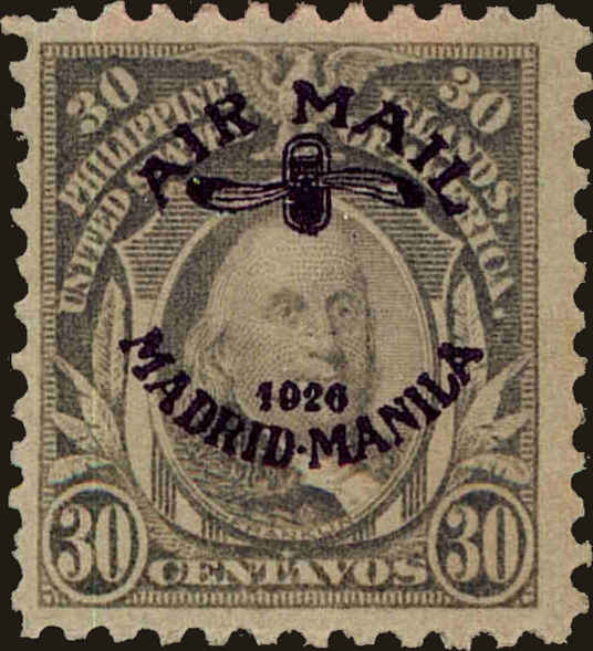 Front view of Philippines (US) C12 collectors stamp