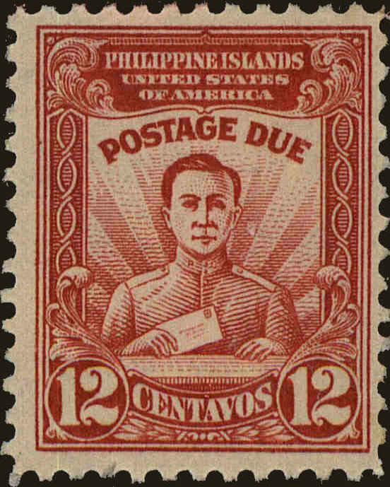 Front view of Philippines (US) J12 collectors stamp