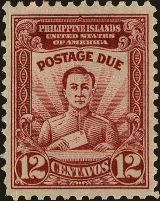 Front view of Philippines (US) J12 collectors stamp