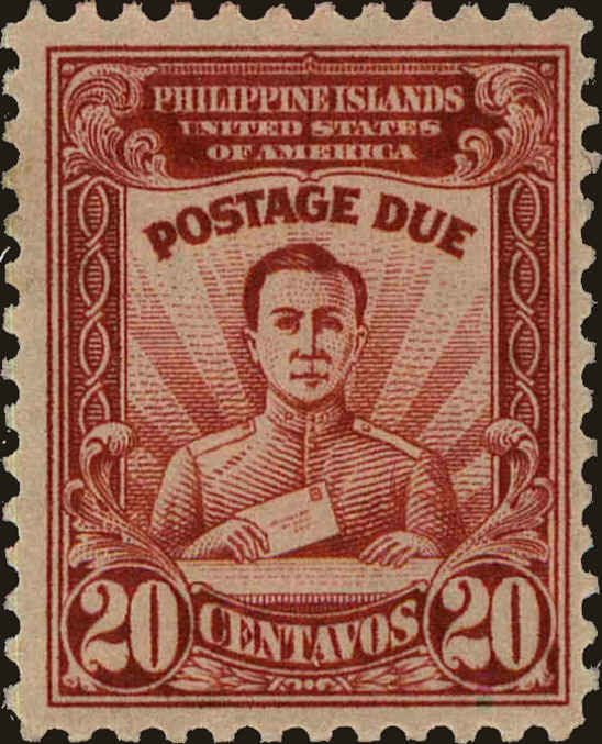 Front view of Philippines (US) J14 collectors stamp
