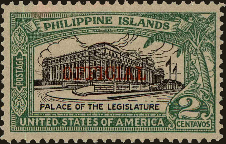 Front view of Philippines (US) O1 collectors stamp