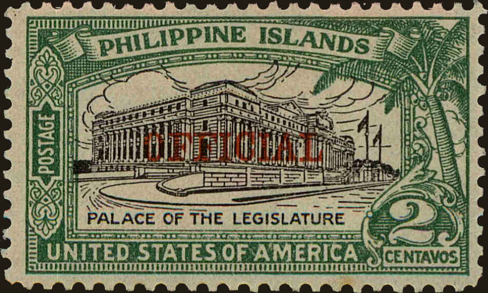 Front view of Philippines (US) O1 collectors stamp