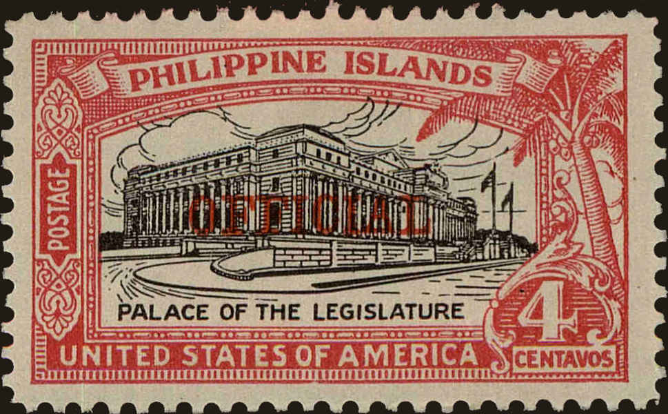 Front view of Philippines (US) O2 collectors stamp