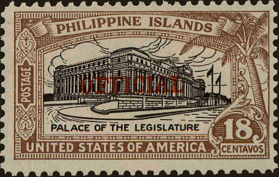 Front view of Philippines (US) O3 collectors stamp