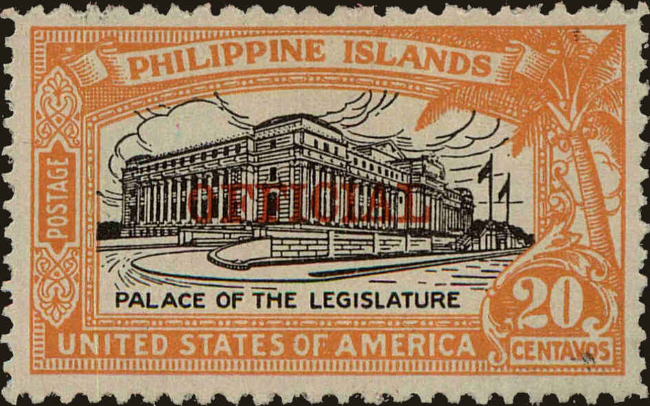 Front view of Philippines (US) O4 collectors stamp