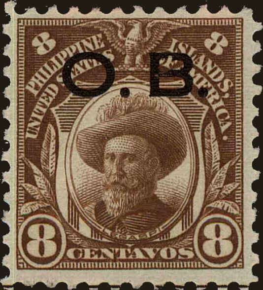 Front view of Philippines (US) O8 collectors stamp