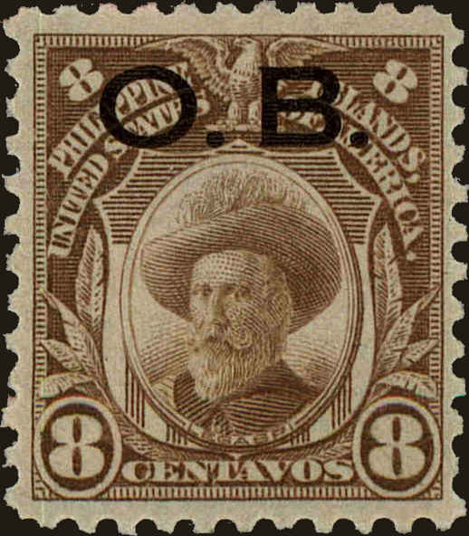 Front view of Philippines (US) O8 collectors stamp