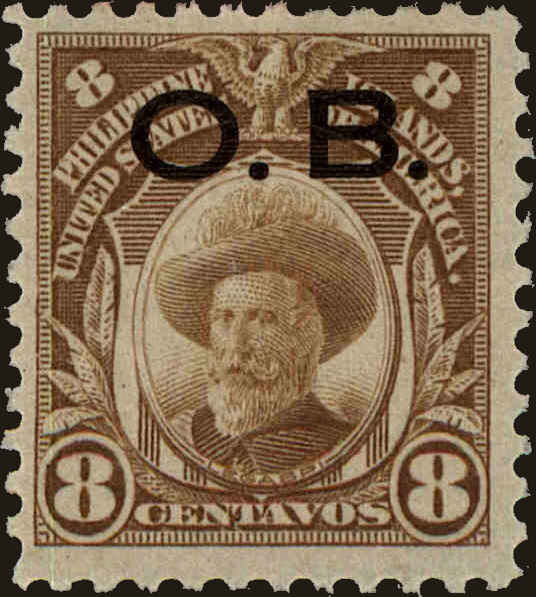 Front view of Philippines (US) O8 collectors stamp