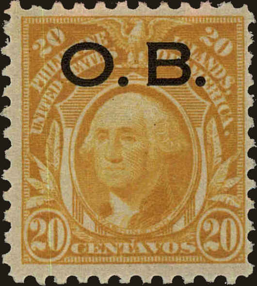 Front view of Philippines (US) O12 collectors stamp