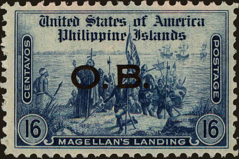 Front view of Philippines (US) O21 collectors stamp