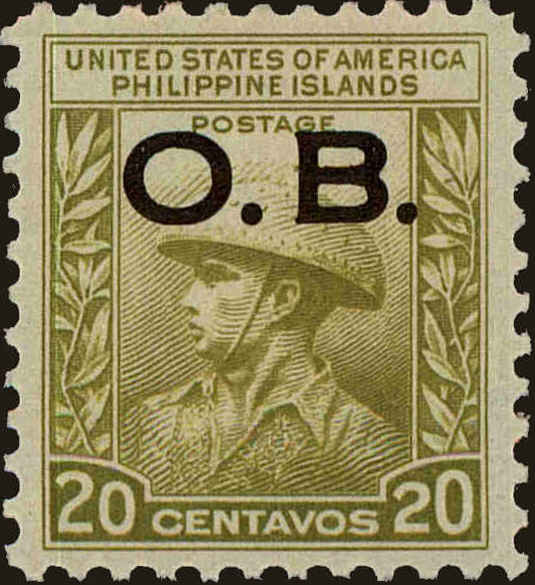 Front view of Philippines (US) O22 collectors stamp