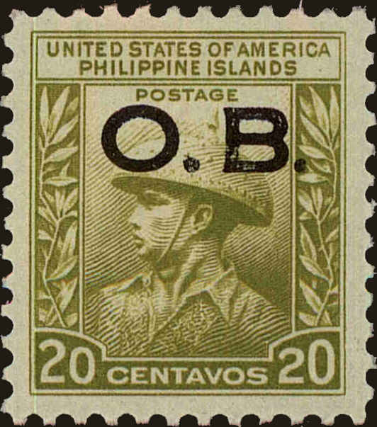 Front view of Philippines (US) O22 collectors stamp