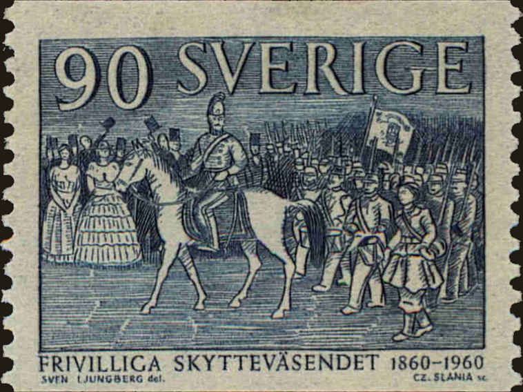 Front view of Sweden 557 collectors stamp