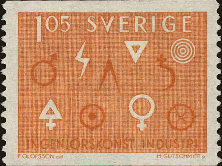 Front view of Sweden 627 collectors stamp