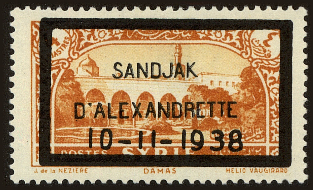 Front view of Alexandretta 16 collectors stamp