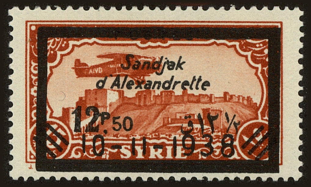 Front view of Alexandretta 17 collectors stamp