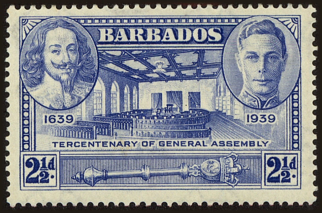 Front view of Barbados 205 collectors stamp