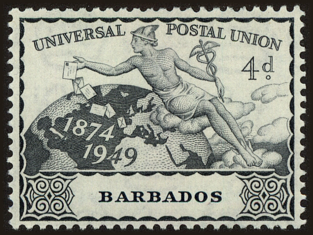 Front view of Barbados 214 collectors stamp