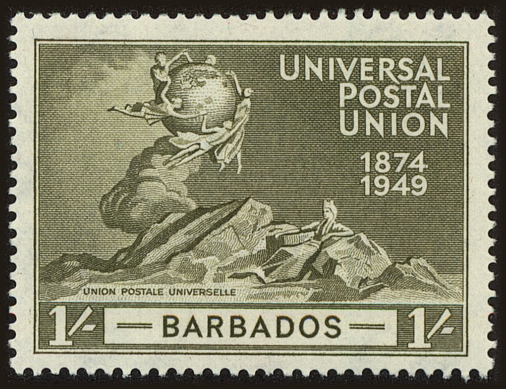 Front view of Barbados 215 collectors stamp